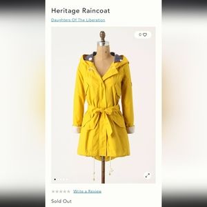 Anthropologie Heritage Raincoat by Daughters of the Liberation Size XS